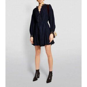 Claudie Pierlot Embroidered Mini Dress Blue Size 40/ US 8